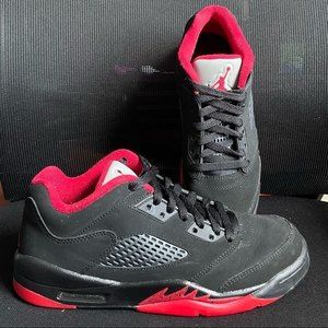AIR JORDAN 5 RETRO LOW ALTERNATE 90 BLACK RED AUTHENTIC STREETWEAR SNEAKERS 6.5Y